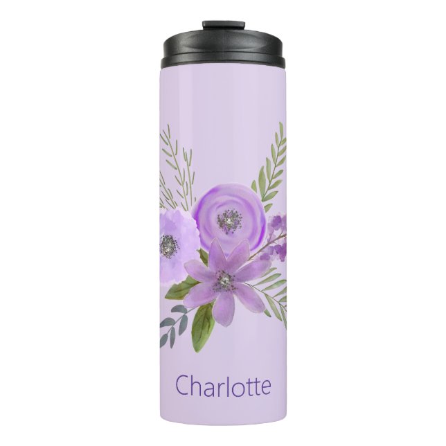Bouteilles Isothermes Aquarelle de lavande violette florale personnalisé (Devant)