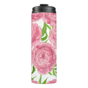 Bouteilles Isothermes Aquarelle de pivoines roses