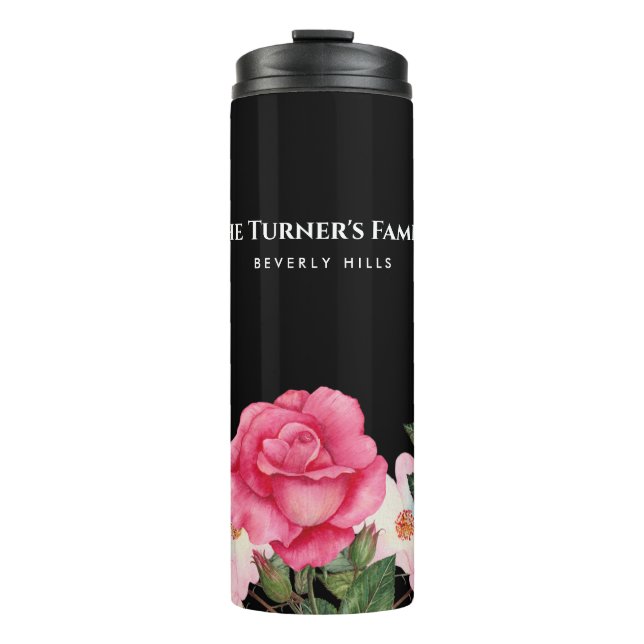 Bouteilles Isothermes Aquarelle Doux rose blanc Roses illustration (Devant)