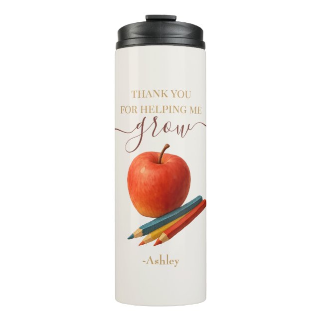 Bouteilles Isothermes Aquarelle Enseignant Apple - Cadeau Merci (Devant)