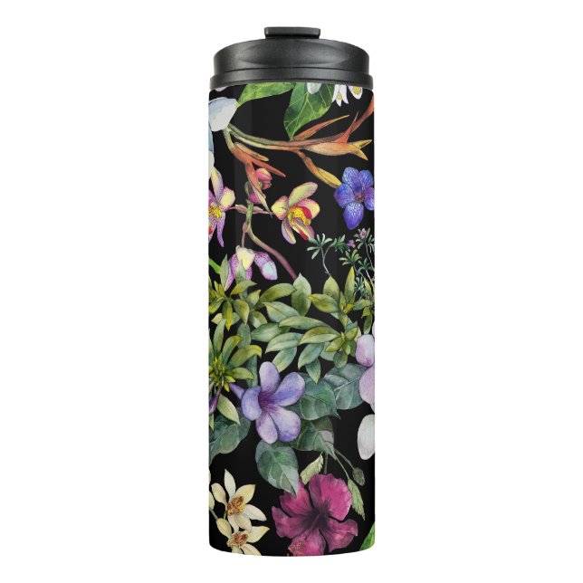 Bouteilles Isothermes Aquarelle Feuilles tropicaux : Motif transparent (Devant)