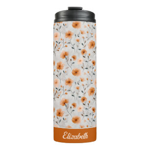 Bouteilles Isothermes Aquarelle Fleurs d'automne Nom personnalisé Floral