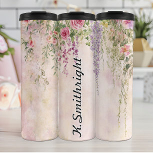 Bouteilles Isothermes Aquarelle Fleurs suspendues avec Roses