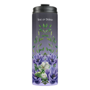 Bouteilles Isothermes Aquarelle Fleurs violettes Paruline thermique