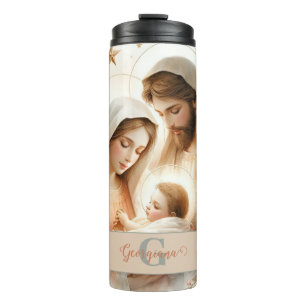 Bouteilles Isothermes Aquarelle florale personnalisée Bébé Jésus Nativit