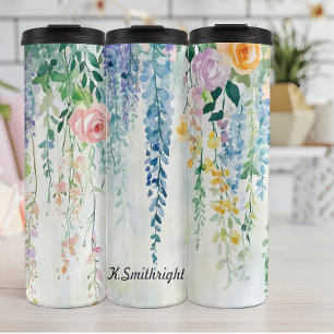 Bouteilles Isothermes Aquarelle Hanging Plantes avec fleurs