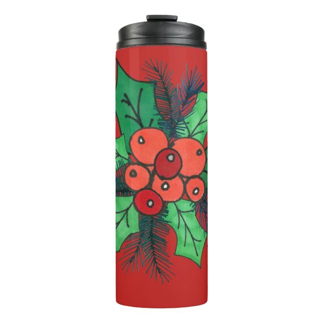Bouteilles Isothermes Aquarelle Holly Berries (Devant)