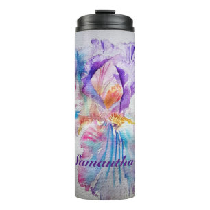 Bouteilles Isothermes Aquarelle Iris Fleur Peinture art iris Violet