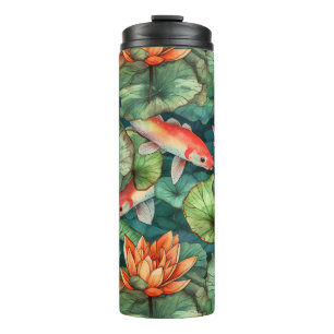Bouteilles Isothermes Aquarelle Koi et nappes d'eau Paruline thermique