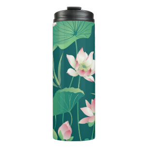 Bouteilles Isothermes Aquarelle lotus : fleurs vintages sans soudure.