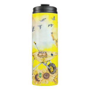 Bouteilles Isothermes Aquarelle mignonne Cottagecore Jaune sur jaune  