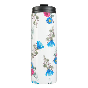 Bouteilles Isothermes Aquarelle motif botanique de ressort rose vif