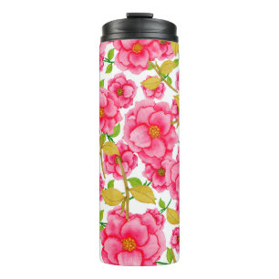 Bouteilles Isothermes Aquarelle motif sans couture avec fleurs. Vintage