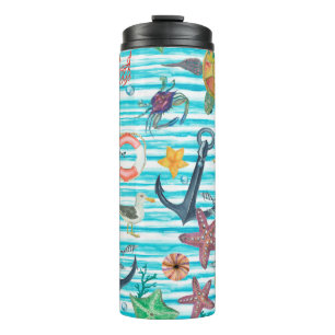Bouteilles Isothermes Aquarelle peinture sans couture motif avec tortues