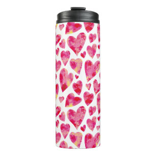 Bouteilles Isothermes Aquarelle rose motif de coeur d'amour