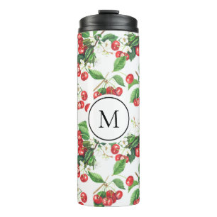 Bouteilles Isothermes Aquarelle rouge cerises Motif Monogramme
