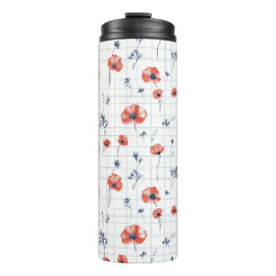 Bouteilles Isothermes Aquarelle rouge Motif sur blanc