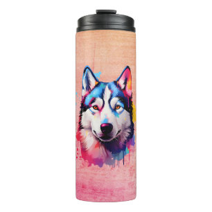 Bouteilles Isothermes Aquarelle Sibérienne Husky Art coloré