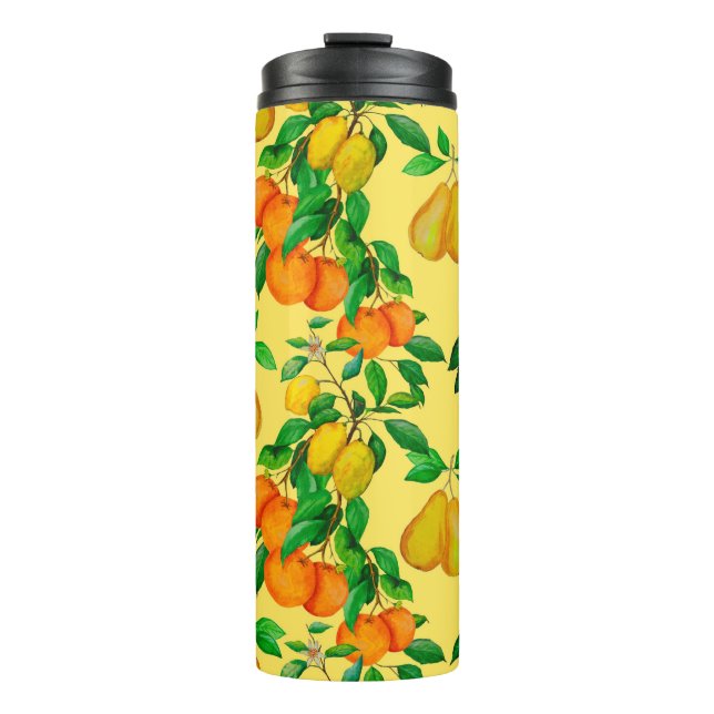 Bouteilles Isothermes Aquarelle transparente motif avec agrumes, poire,  (Devant)