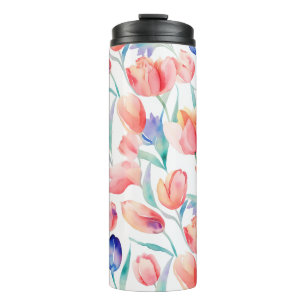 Bouteilles Isothermes Aquarelle Tulipes Motif Tumbler Thermique