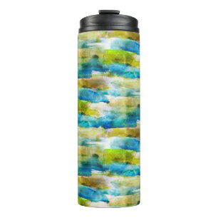 Bouteilles Isothermes Aquarelle vert abstrait, bleu