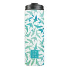 Aquarelle verte et Turquoise Motif des oiseaux