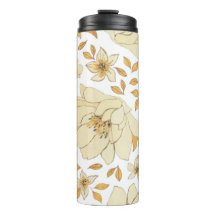 Aquarelle vintage Jaune Brown Motif Floral
