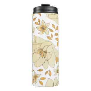Bouteilles Isothermes Aquarelle vintage Jaune Brown Motif Floral