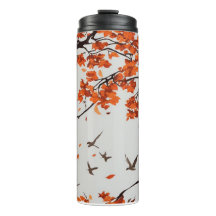 Arbre d'automne avec Feuilles et oiseaux.