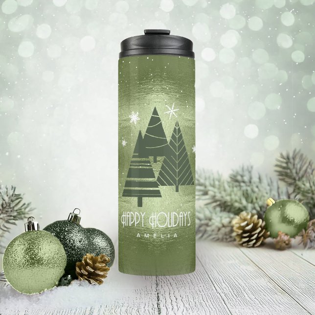 Bouteilles Isothermes Arbres de Noël et flocons de neige Green ID863 (Créateur téléchargé)