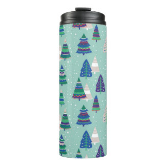 Bouteilles Isothermes Arbres de Noël sur un arrière - plan bleu