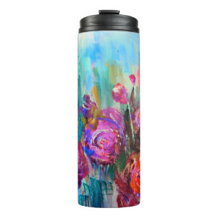 Bouteilles Isothermes Arbuste à fleurs de pivoines, peintures modernes,