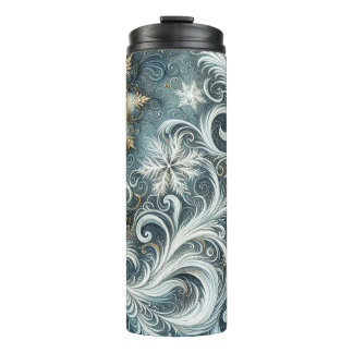 BOUTEILLES ISOTHERMES ARGENT D'OR BLANC BLEU ABSTRAIT EN HIVER