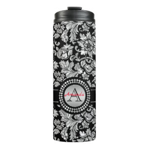 Bouteilles Isothermes Argent métallique Fleur Damas