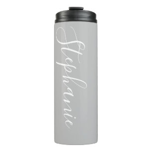 Bouteilles Isothermes Argent Monogramme moderne script Thermal Tumbler