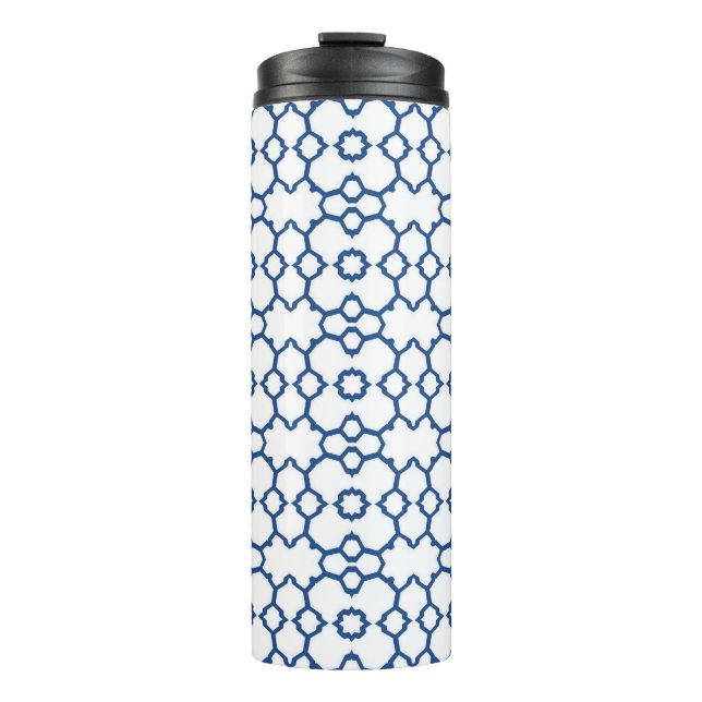 Bouteilles Isothermes Arrière - plan blanc en mosaïque bleu marine (Devant)
