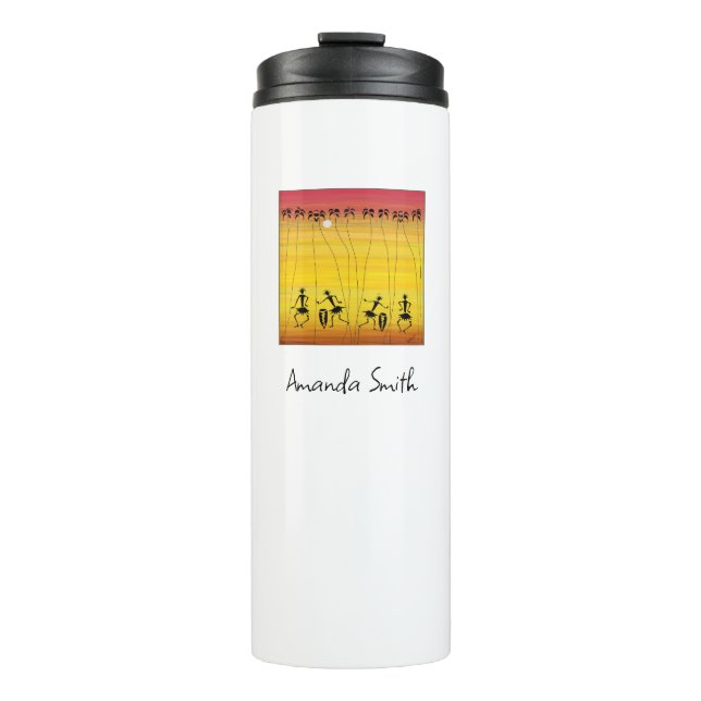 Bouteilles Isothermes Art Africain, Somptueux coucher de soleil tropical (Devant)