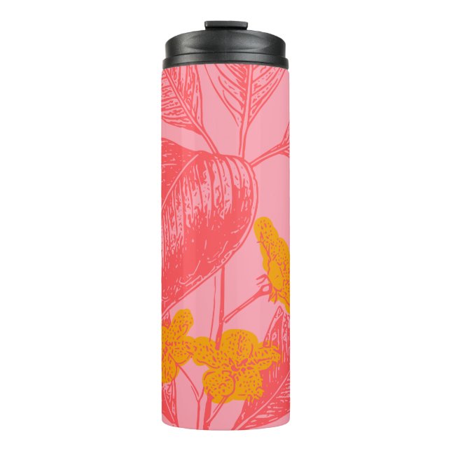Bouteilles Isothermes Art Botanique Stylé Leaf Nature en rose et rouge (Devant)
