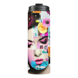 Bouteilles Isothermes Art de style Collage papier   Vintage jolie femme