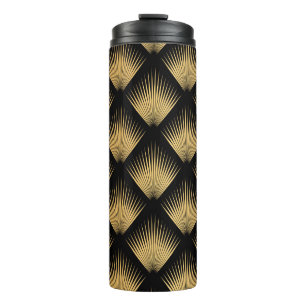 Bouteilles Isothermes Art Déco, motif d'or noir.