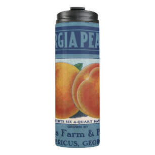 Bouteilles Isothermes Art d'étiquette de caisse de fruits vintage, pêche