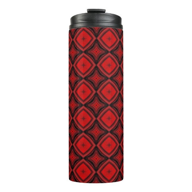 Bouteilles Isothermes Art géométrique en contraste noir en diamant rouge (Devant)