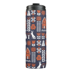 Bouteilles Isothermes Art populaire scandinave sans couture motif vintag