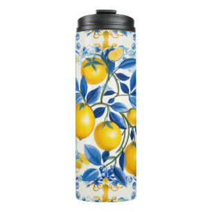 Bouteilles Isothermes 💛💙 Azulejos bleus et jaunes avec citrons