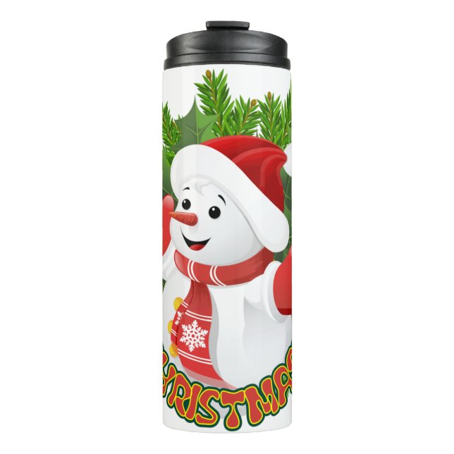 Bouteilles Isothermes Baby Snowman avec ornement de flocons de neige en  (Devant)