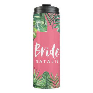 Bouteilles Isothermes Bachelorette à feuilles tropicales à l'aquarelle