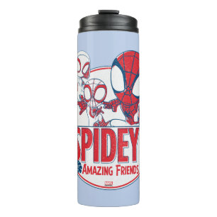 Bouteilles Isothermes Badge Cercle Rouge et Blanc de l'Équipe Spidey