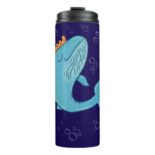 Bouteilles Isothermes Baleine Roi avec Couronne   Art Populaire Océaniqu