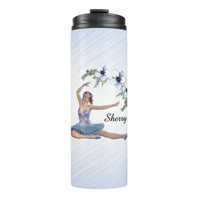 Bouteilles Isothermes Ballerina en bleu Nom personnel (Devant)