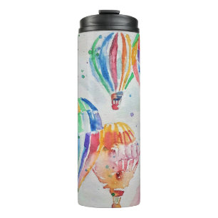 Bouteilles Isothermes Ballons d'air chaud coloré Aquarelle Peinture
